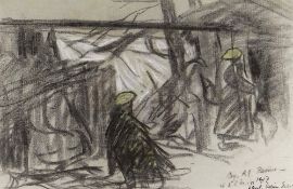 PAUL MAZE (1887-1979) pastel on watermarked Ingres drawing paper - Cambray, French Western Front