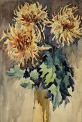 CHRISTOPHER WOOD (1901-1930) watercolour - Chrysanthemums, a still life of flowers in a vase