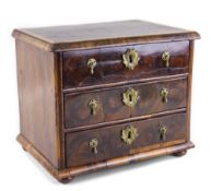 WILLIAM & MARY STYLE OYSTER VENEERED MINIATURE CHEST, parts possibly late 17th Century,