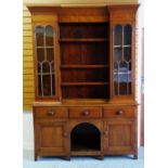 VICTORIAN OAK WELSH DRESSER, angled cornice above boarded back with shelved flanked by glazed