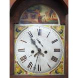 19TH CENTURY PROVINCIAL 8-DAY LONGCASE CLOCK, painted dial in oak and mahogany crossbanded case,