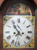 19TH CENTURY PROVINCIAL 8-DAY LONGCASE CLOCK, painted dial in oak and mahogany crossbanded case,