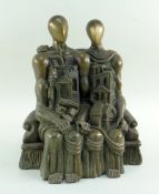 STAVRI KALINOV (Bulgarian, b.1944) bronze - Couple, hommage to Chirico, 29cm Provenance: Barry