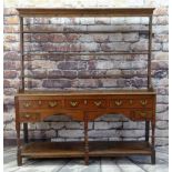 18TH CENTURY WELSH OAK HIGH DRESSER, probably Swansea Valley, open delft rack with wrought iron