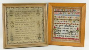 TWO 19TH CENTURY SAMPLERS, one George III by Emma VIncent Sprud Churchill, 1814 in needlework with