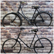 TWO VINTAGE BICYCLES, including black Ladies 22" loop frame bike, and a Gent's black 24" bike,