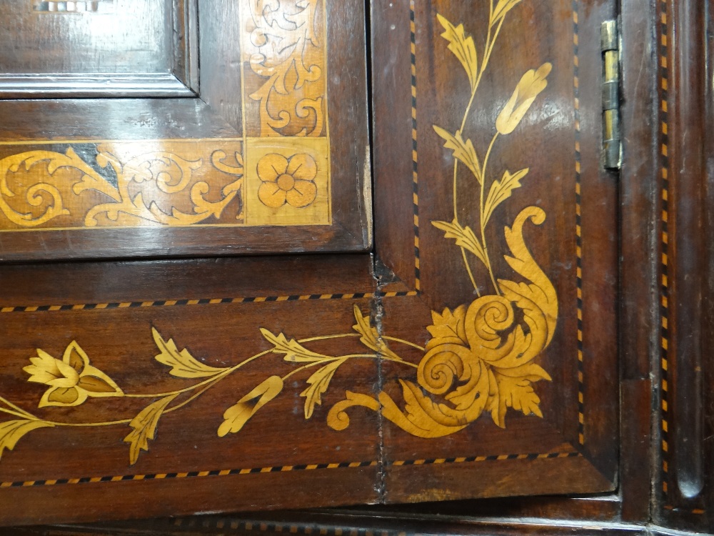 GOOD 19TH CENTURY DUTCH MARQUETRY WARDROBE stepped cornice above a single door with swivel mirror, - Image 5 of 22