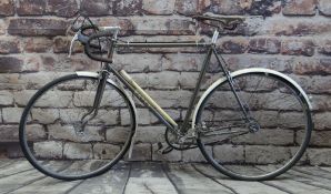 BATES VEGRANDIS BICYCLE, c. 1948, grey 24" frame with Sturmey Archer 4-speed hub gears, Brooks