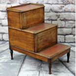 19TH CENTURY MAHOGANY METAMORPHIC BED STEPS/COMMODE, rosewood and boxwood strung panels and later