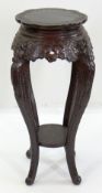 JAPANESE CARVED WOOD VASE STAND. dragon form cabriole legs with platform under tiers, 80cms high