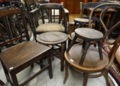 ASSORTED OCCASIONAL CHAIRS, including two bentwood cafe chairs, and a Kashmir folding tripod table