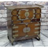CHINESE or KOREAN ELM CABINET, with brass mounts, 80cms wide Condition Report: one drawer