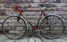 WOODRUP RACING BICYCLE, claret 22" frame, Shimano Deore 3x6 speed gears, Suntour XCE derailleur,