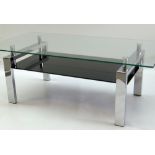 CONTEMPORARY CHROME & GLASS COFFEE TABLE, 120 x 60cms