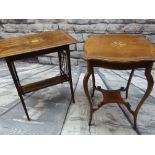 TWO EDWARDIAN ROSEWOOD MARQUETRY OCCASIONAL TABLES, 64 x 47cms wide respectively (2)
