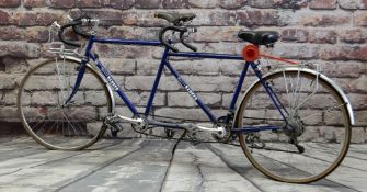 VERNON BARKER TANDEM ROAD BICYCLE, navy and blue 20" and 22" frame, Suntour VX 2x5 speed gears,