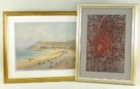 CHARLES E HANNAFORD watercolour - view of Aberystwyth promenade, signed, 29 x 40cms, framed;