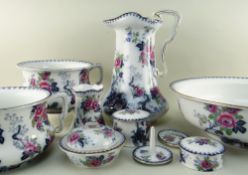 KEELING & CO. POTTERY 'LOSOL WARE' TOILET SET, comprising wash jug and basin, pair chamber pots,