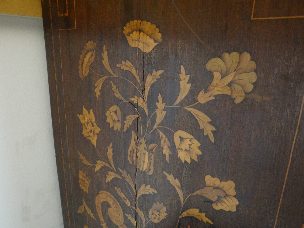 GOOD 19TH CENTURY DUTCH MARQUETRY WARDROBE stepped cornice above a single door with swivel mirror, - Image 18 of 22