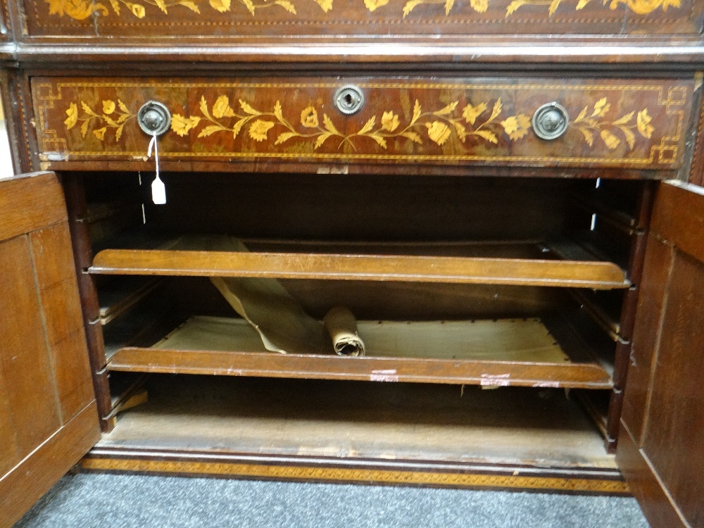 GOOD 19TH CENTURY DUTCH MARQUETRY WARDROBE stepped cornice above a single door with swivel mirror, - Image 16 of 22