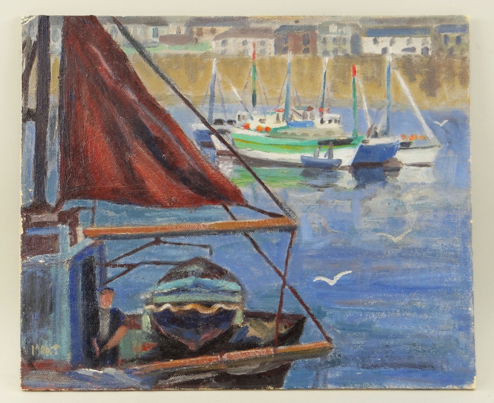 MARJORIE MORT (1906-1989) two oils on board - 'Mousehole' and 'Sitting on the Wall', signed and - Image 2 of 8