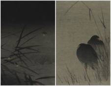 TSUKIOKA KOGYO (1869-1927) ukiyo-e woodblock prints - Fireflies, Coot, 22.5 x 24cms (2)