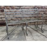 PAINTED METAL TWO-SEATER GARDEN BENCH, 122cms wide
