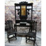 EARLY 20TH CENTURY STAINED & CARVED OAK HALLSTAND, carved in the medieval revival-style with