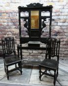 EARLY 20TH CENTURY STAINED & CARVED OAK HALLSTAND, carved in the medieval revival-style with