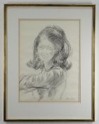 ANDREW VICARI pencil drawing - entitled verso 'Portrait of a Young Lady', signed, 48 x 35.5cms,