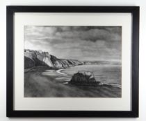 JOHN CAHILL conté crayon - 'North Bay, Tenby', signed and dated 2015, 47.5 x 64cms Condition Report: