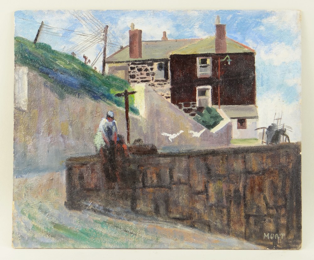 MARJORIE MORT (1906-1989) two oils on board - 'Mousehole' and 'Sitting on the Wall', signed and - Image 3 of 8