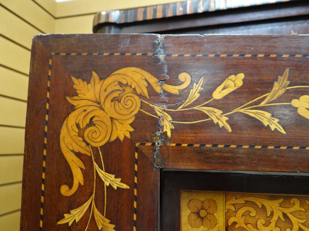 GOOD 19TH CENTURY DUTCH MARQUETRY WARDROBE stepped cornice above a single door with swivel mirror, - Image 6 of 22