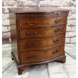 REPRODUCTION GEORGIAN-STYLE MAHOGANY SERPENTINE CHEST, fitted brushing slide and 4 long drawers,