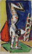 JAN BAUCH (Czech, 1898-1995) pencil, watercolour and gouache - Clown, singed in pencil, label