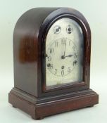 EARLY 20TH CENTURY GERMAN MANTEL CLOCK, floral engraved silvered 1/4 chime dial, with slow / fast