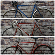 THREE TOURING BICYCLES, comprising red 21" Nelson, red 21" Elsworth Hopper and repainted blue 22"
