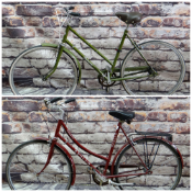 TWO LADIES BICYCLES, comprising claret Apollo 22" framed bike and green Hercules Cycle & Motor Co.