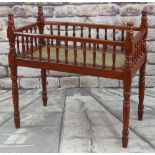 CHINESE SOFTWOOD COT or CRIB, with rattan woven base, 92 x 60cms