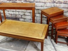 CHINESE OCCASIONAL FURNITURE, comprising set of quartetto tables, largest 50 x 36cms, low coffee