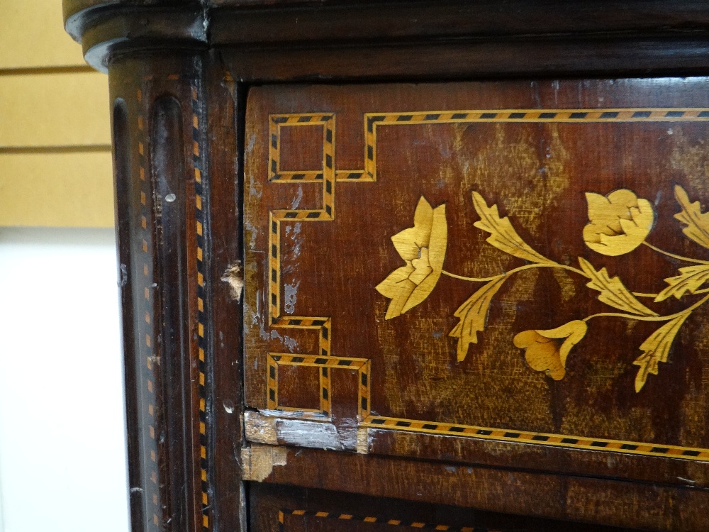 GOOD 19TH CENTURY DUTCH MARQUETRY WARDROBE stepped cornice above a single door with swivel mirror, - Image 15 of 22