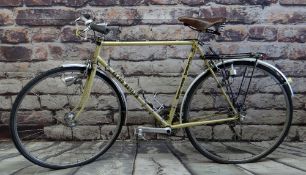 CLAUD BUTLER MAJESTIC BICYCLE, gold 22" frame with Shimano Exage 300 LX 2x6 gears, Brooks leather