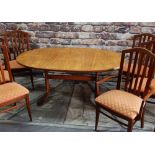 G-PLAN 'FRESCO' TEAK DINING TABLE and SET STAG CHAIRS, table 208cms wide (extended), the 7 dining