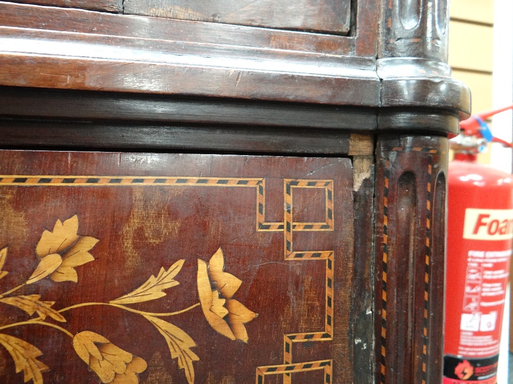 GOOD 19TH CENTURY DUTCH MARQUETRY WARDROBE stepped cornice above a single door with swivel mirror, - Image 14 of 22