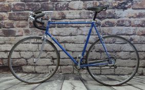 UNKNOWN MAKER GENTS BICYCLE, resprayed blue 25" frame with 3x5 speed gears, Shimano 600 brakes and