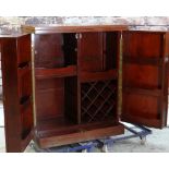 CHINESE HARDWOOD COCKTAIL CABINET, folding top and doors with fitted interior, 182 x 48 x 110cms(