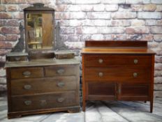 STAINED PINE DRESSING CHEST and EDWARDIAN MAHOGANY CHEST OF DRAWERS (2)