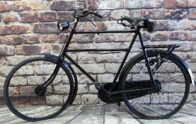LARGE RUDGE-WHITWORTH BICYCLE, c. 1910, repainted black 28" frame, no. 378283, lever action drum