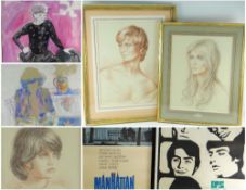 ASSORTED PICTURES, comprising MOLLY BISHOP (1911-1998) pastels - three Levinson family portraits,