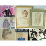 ASSORTED PICTURES, comprising MOLLY BISHOP (1911-1998) pastels - three Levinson family portraits,